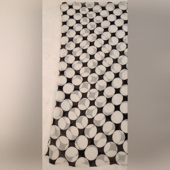 Black White & Gold Polka Dot Scarf Sheer Large - Picture 3 of 10